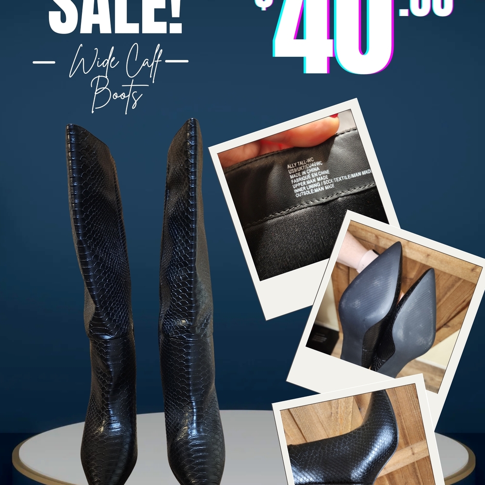 Elegant Black Textured Heeled Boots